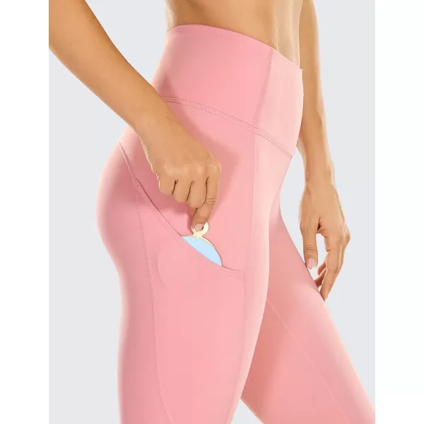 CRZ YOGA Womens Naked Feeling Workout Leggings 25 Inches  High Waisted Yoga Pants with Side Pockets Athletic Running Tights25 inches The Heartbeat Pink