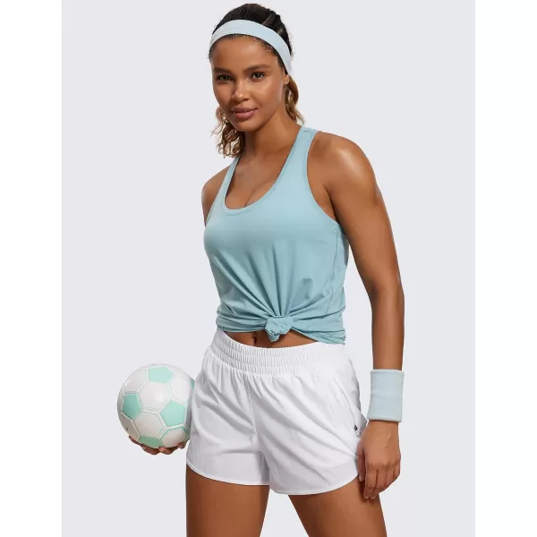 CRZ YOGA Womens Pima Cotton Racerback Workout Tank Tops Lightweight Loose Sleeveless Tops Athletic Gym ShirtsPure Blue