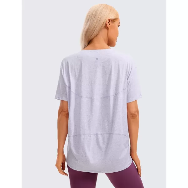 CRZ YOGA Womens Pima Cotton Short Sleeve Shirts Loose Fit Gym Workout TShirt Athletic Casual TopsViolet Ash