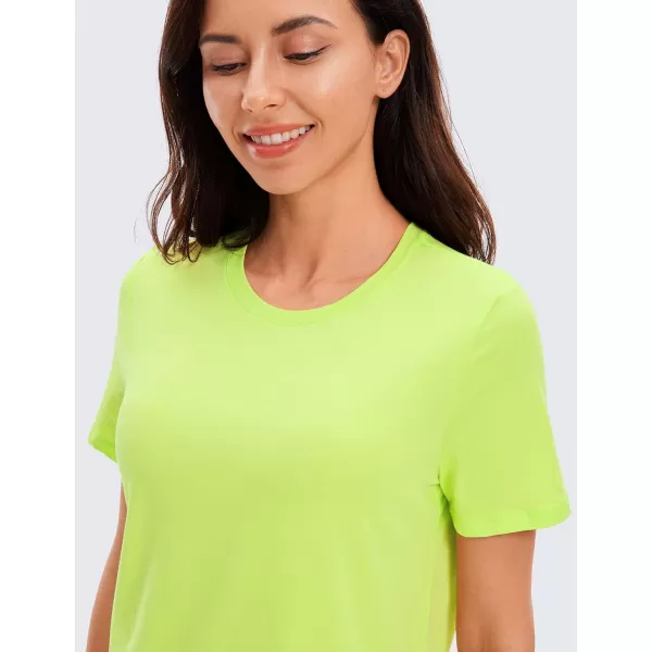 CRZ YOGA Womens Pima Cotton Short Sleeve Workout Shirt Yoga TShirt Athletic Tee TopBright Verdancy