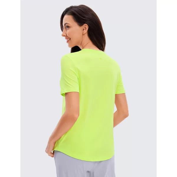CRZ YOGA Womens Pima Cotton Short Sleeve Workout Shirt Yoga TShirt Athletic Tee TopBright Verdancy