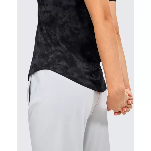 CRZ YOGA Womens Pima Cotton Short Sleeve Workout Shirt Yoga TShirt Athletic Tee TopTie Dye Smoke Ink