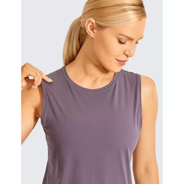 CRZ YOGA Womens Pima Cotton Workout Tank Tops Loose Fit Yoga Sleeveless Shirts Muscle TankPurple Gray