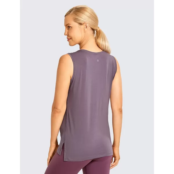 CRZ YOGA Womens Pima Cotton Workout Tank Tops Loose Fit Yoga Sleeveless Shirts Muscle TankPurple Gray