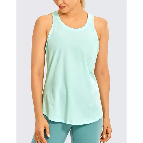 CRZ YOGA Womens Pima Cotton Workout Tank Tops Tie Back Sleeveless Shirts Yoga Athletic Open Back Sport Gym TopsBlue Color