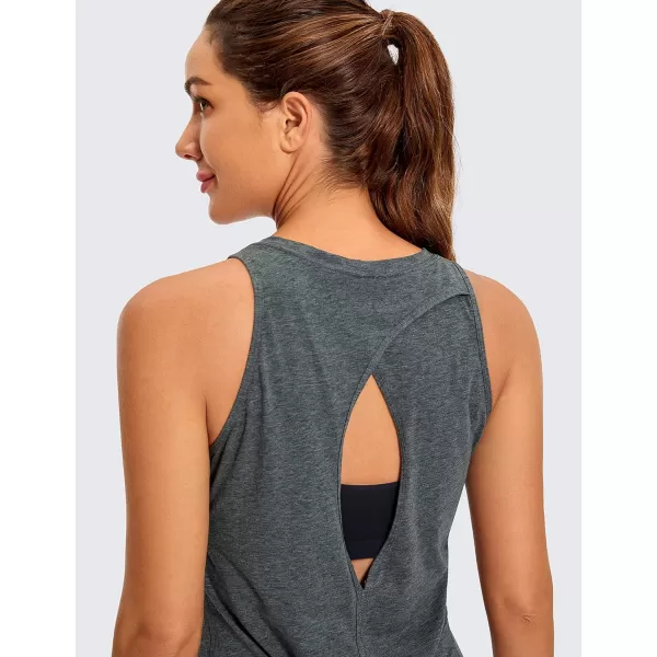 CRZ YOGA Womens Pima Cotton Workout Tank Tops Tie Back Sleeveless Shirts Yoga Athletic Open Back Sport Gym TopsCarbon Heather