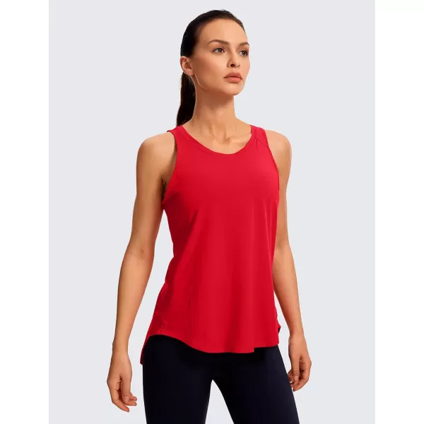 CRZ YOGA Womens Pima Cotton Workout Tank Tops Tie Back Sleeveless Shirts Yoga Athletic Open Back Sport Gym TopsFestival Red