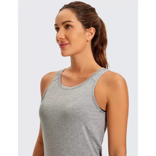 CRZ YOGA Womens Pima Cotton Workout Tank Tops Tie Back Sleeveless Shirts Yoga Athletic Open Back Sport Gym TopsHeathered Medium Grey