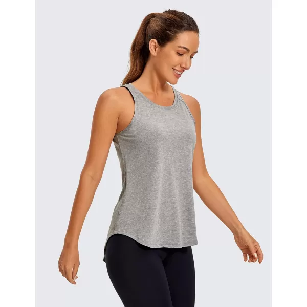 CRZ YOGA Womens Pima Cotton Workout Tank Tops Tie Back Sleeveless Shirts Yoga Athletic Open Back Sport Gym TopsHeathered Medium Grey