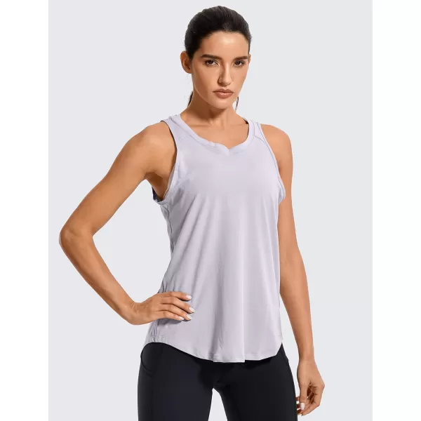 CRZ YOGA Womens Pima Cotton Workout Tank Tops Tie Back Sleeveless Shirts Yoga Athletic Open Back Sport Gym TopsIced Iris