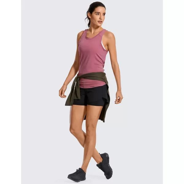 CRZ YOGA Womens Pima Cotton Workout Tank Tops Tie Back Sleeveless Shirts Yoga Athletic Open Back Sport Gym TopsMisty Merlot