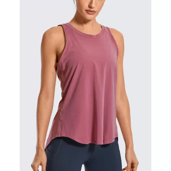 CRZ YOGA Womens Pima Cotton Workout Tank Tops Tie Back Sleeveless Shirts Yoga Athletic Open Back Sport Gym TopsMisty Merlot