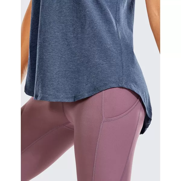 CRZ YOGA Womens Pima Cotton Workout Tank Tops Tie Back Sleeveless Shirts Yoga Athletic Open Back Sport Gym TopsNavy Heather