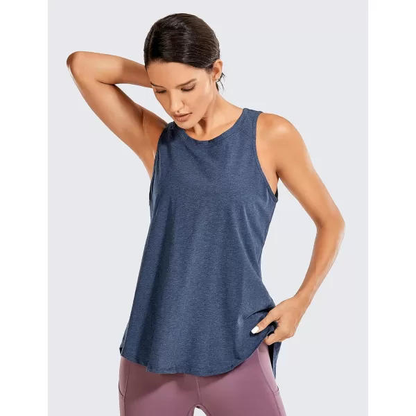 CRZ YOGA Womens Pima Cotton Workout Tank Tops Tie Back Sleeveless Shirts Yoga Athletic Open Back Sport Gym TopsNavy Heather