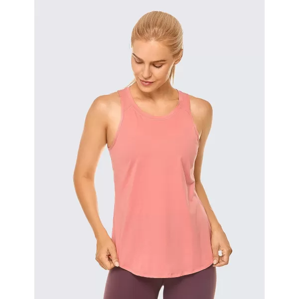 CRZ YOGA Womens Pima Cotton Workout Tank Tops Tie Back Sleeveless Shirts Yoga Athletic Open Back Sport Gym TopsPeach Pink