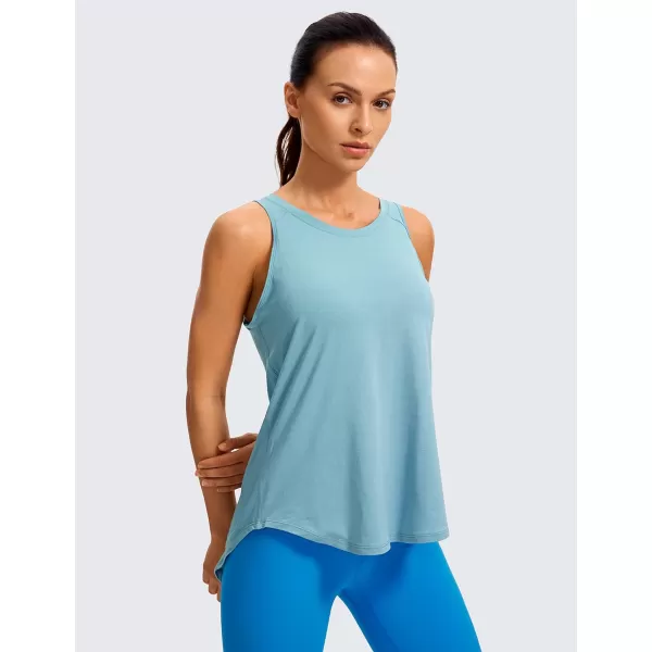 CRZ YOGA Womens Pima Cotton Workout Tank Tops Tie Back Sleeveless Shirts Yoga Athletic Open Back Sport Gym TopsPure Blue