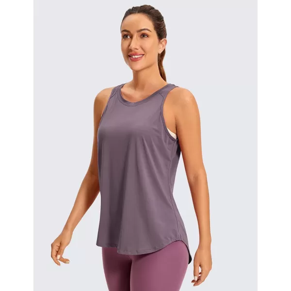 CRZ YOGA Womens Pima Cotton Workout Tank Tops Tie Back Sleeveless Shirts Yoga Athletic Open Back Sport Gym TopsPurple Gray