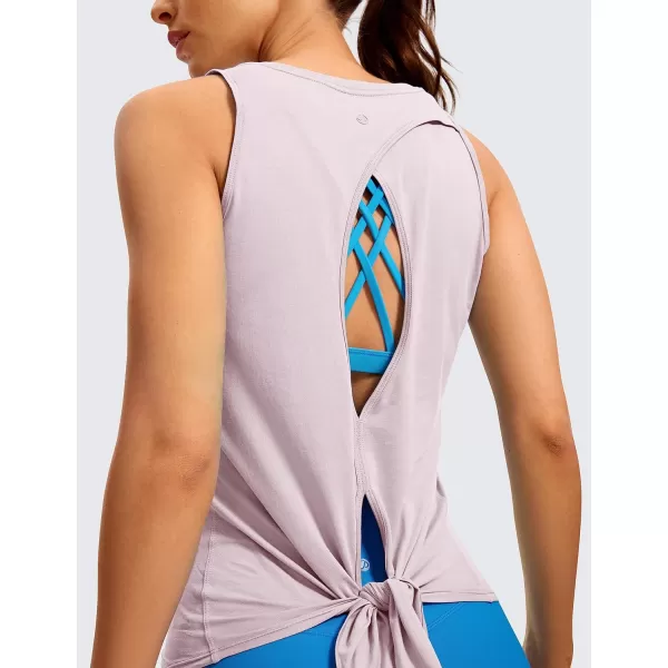 CRZ YOGA Womens Pima Cotton Workout Tank Tops Tie Back Sleeveless Shirts Yoga Athletic Open Back Sport Gym TopsRose Blush