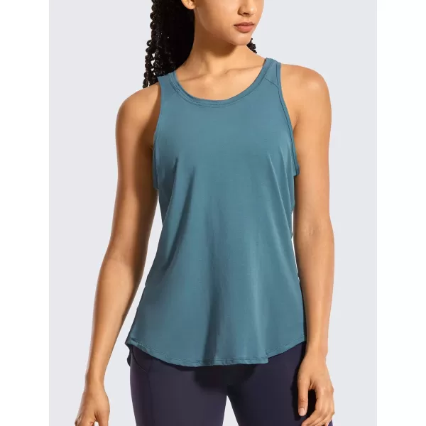 CRZ YOGA Womens Pima Cotton Workout Tank Tops Tie Back Sleeveless Shirts Yoga Athletic Open Back Sport Gym TopsSlate Blue