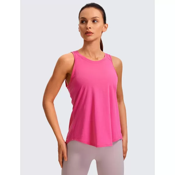 CRZ YOGA Womens Pima Cotton Workout Tank Tops Tie Back Sleeveless Shirts Yoga Athletic Open Back Sport Gym TopsSonic Pink