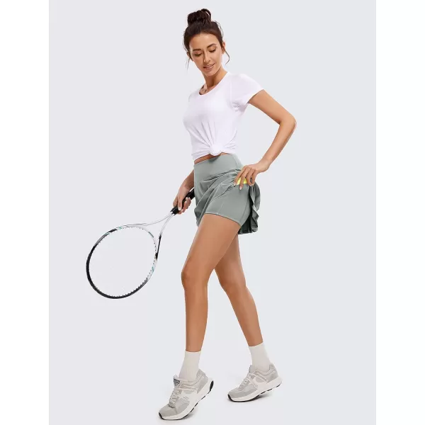 CRZ YOGA Womens Pleated Tennis Skirts with Pockets High Waisted Athletic Golf Skorts Skirts for Women Soft Breathable CuteHighWaist Sterling