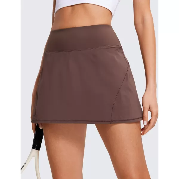 CRZ YOGA Womens Pleated Tennis Skirts with Pockets High Waisted Athletic Golf Skorts Skirts for Women Soft Breathable CuteHighWaist Taupe