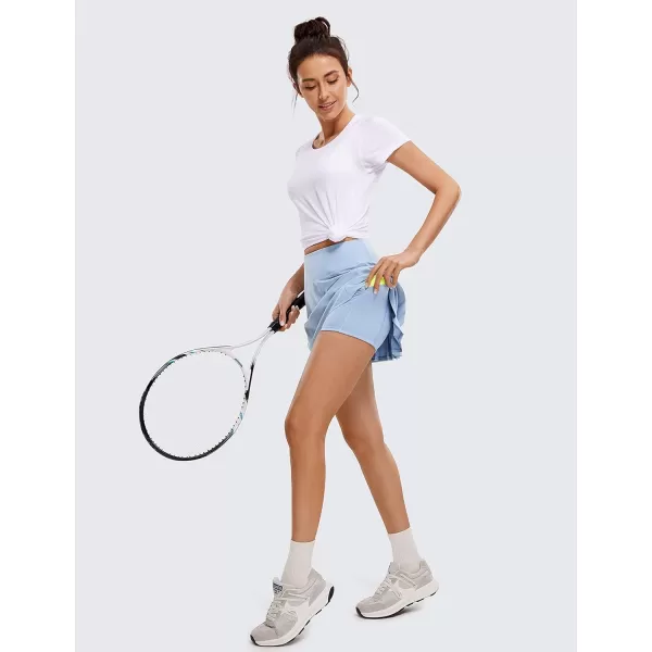 CRZ YOGA Womens Pleated Tennis Skirts with Pockets High Waisted Athletic Golf Skorts Skirts for Women Soft Breathable CuteHighWaist The Breeze Blue