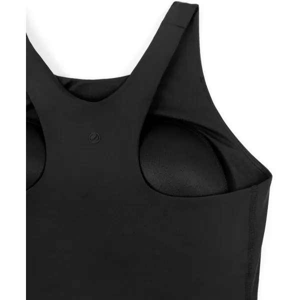 CRZ YOGA Womens Racerback Bikini Tops Quick Dry Modest Swimsuit Top Sports Padded Bathing SuitBlack