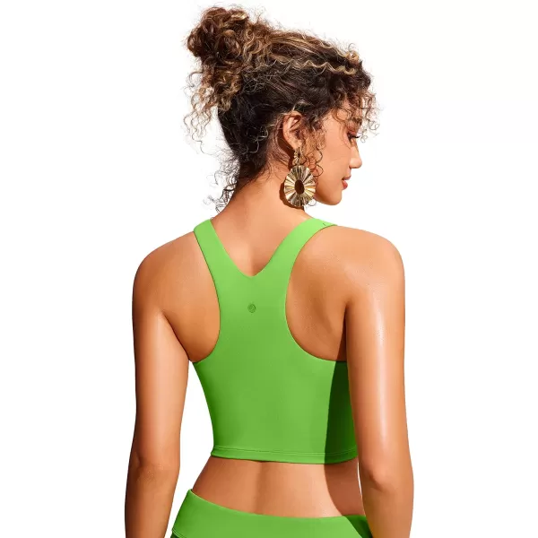 CRZ YOGA Womens Racerback Bikini Tops Quick Dry Modest Swimsuit Top Sports Padded Bathing SuitGreen Glow