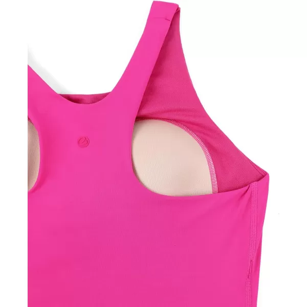 CRZ YOGA Womens Racerback Bikini Tops Quick Dry Modest Swimsuit Top Sports Padded Bathing SuitHibiscus Purple