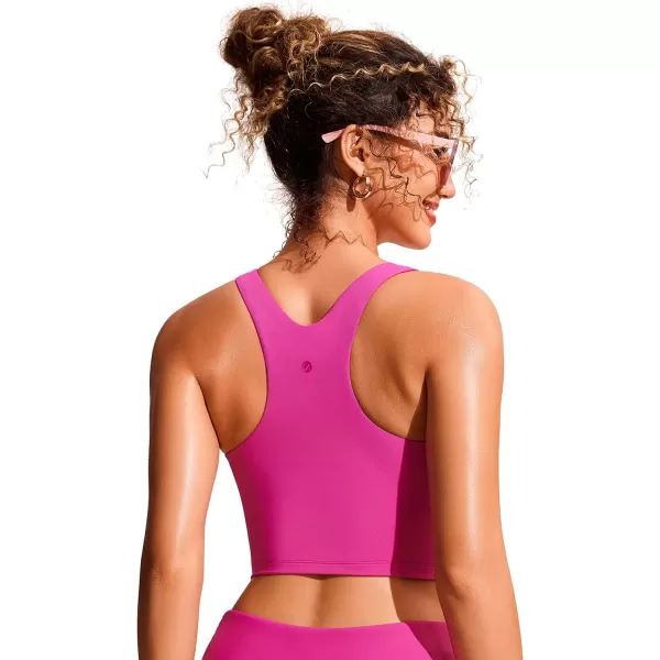 CRZ YOGA Womens Racerback Bikini Tops Quick Dry Modest Swimsuit Top Sports Padded Bathing SuitHibiscus Purple