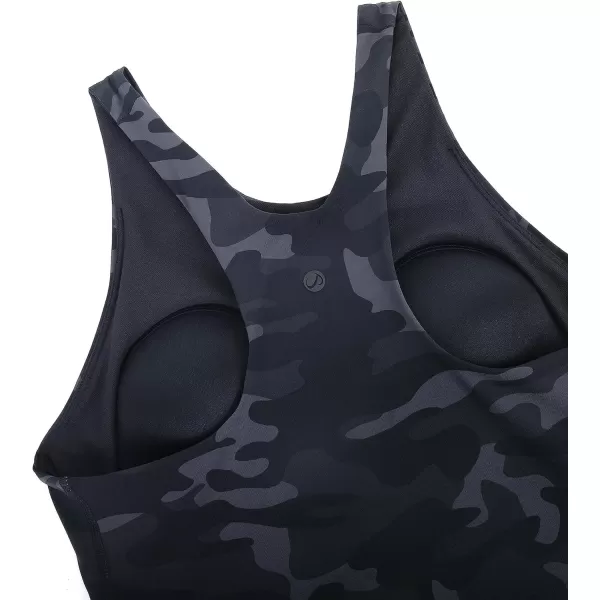 CRZ YOGA Womens Racerback Bikini Tops Quick Dry Modest Swimsuit Top Sports Padded Bathing SuitJungle Camouflage Gray