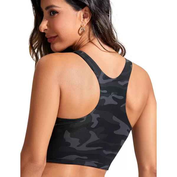 CRZ YOGA Womens Racerback Bikini Tops Quick Dry Modest Swimsuit Top Sports Padded Bathing SuitJungle Camouflage Gray