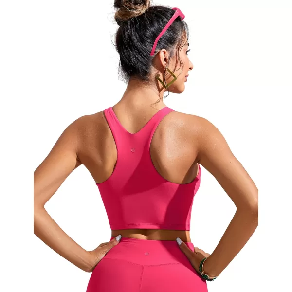 CRZ YOGA Womens Racerback Bikini Tops Quick Dry Modest Swimsuit Top Sports Padded Bathing SuitMagenta