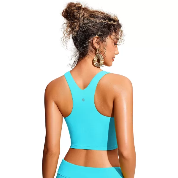 CRZ YOGA Womens Racerback Bikini Tops Quick Dry Modest Swimsuit Top Sports Padded Bathing SuitTurquoise