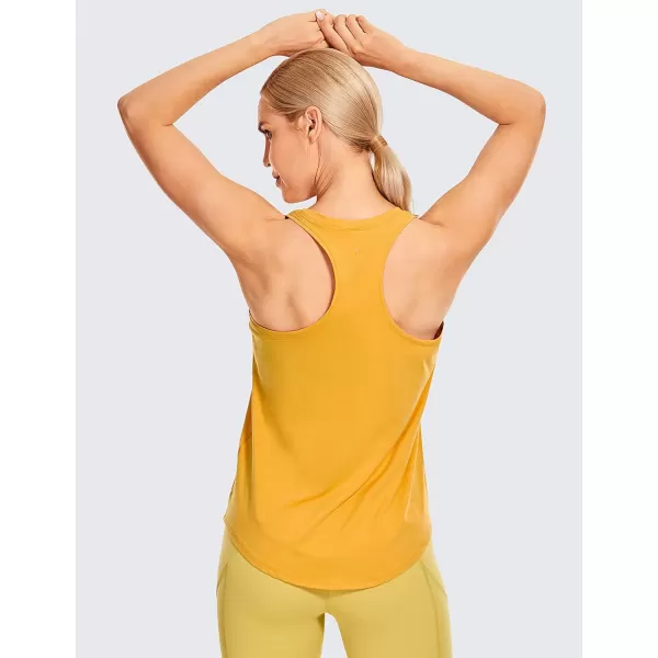 CRZ YOGA Womens Racerback Workout Tank Tops Loose Fit  Soft Pima Cotton Athletic Yoga Shirts LightweightAmber Yellow