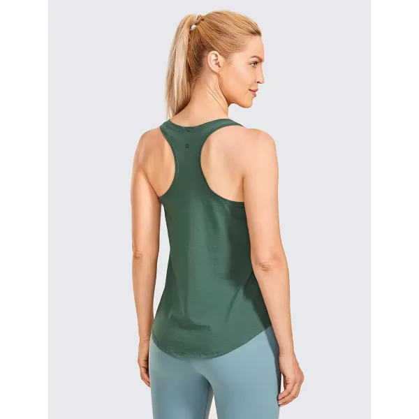 CRZ YOGA Womens Racerback Workout Tank Tops Loose Fit  Soft Pima Cotton Athletic Yoga Shirts LightweightGraphite Green