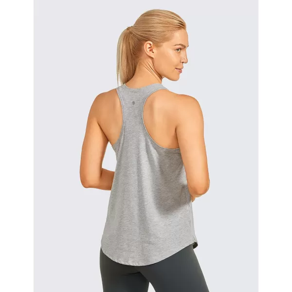 CRZ YOGA Womens Racerback Workout Tank Tops Loose Fit  Soft Pima Cotton Athletic Yoga Shirts LightweightHeathered Medium Grey