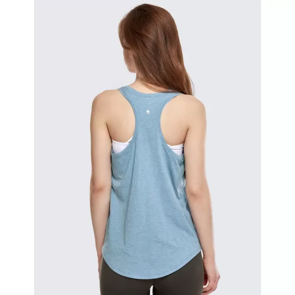 CRZ YOGA Womens Racerback Workout Tank Tops Loose Fit  Soft Pima Cotton Athletic Yoga Shirts LightweightHeathered Neptune Blue