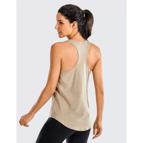 CRZ YOGA Womens Racerback Workout Tank Tops Loose Fit  Soft Pima Cotton Athletic Yoga Shirts LightweightMortar Color