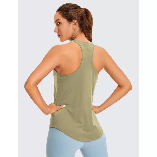 CRZ YOGA Womens Racerback Workout Tank Tops Loose Fit  Soft Pima Cotton Athletic Yoga Shirts LightweightMoss Green