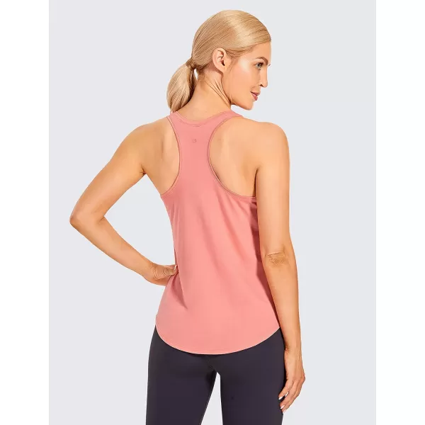 CRZ YOGA Womens Racerback Workout Tank Tops Loose Fit  Soft Pima Cotton Athletic Yoga Shirts LightweightPeach Pink