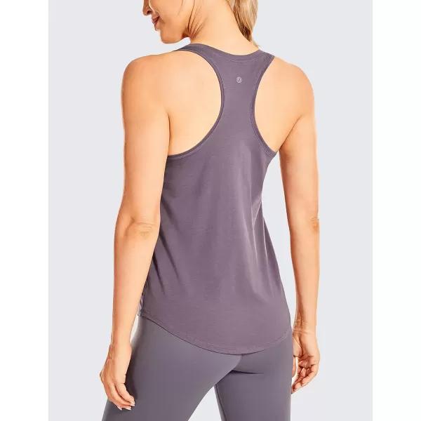 CRZ YOGA Womens Racerback Workout Tank Tops Loose Fit  Soft Pima Cotton Athletic Yoga Shirts LightweightPurple Gray