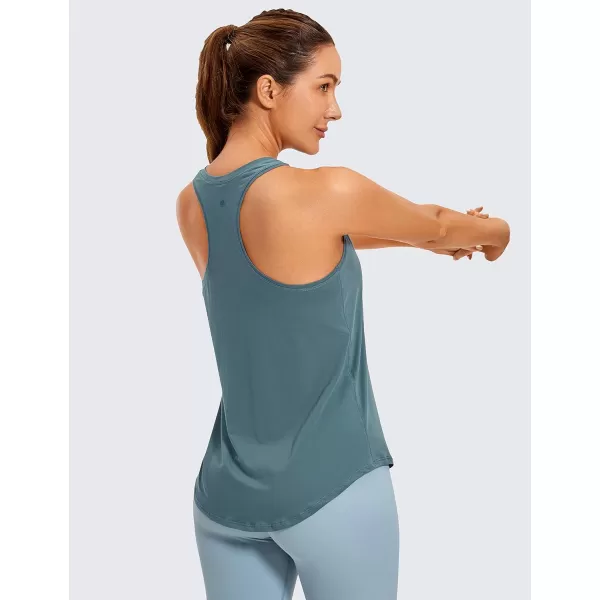 CRZ YOGA Womens Racerback Workout Tank Tops Loose Fit  Soft Pima Cotton Athletic Yoga Shirts LightweightSlate Blue