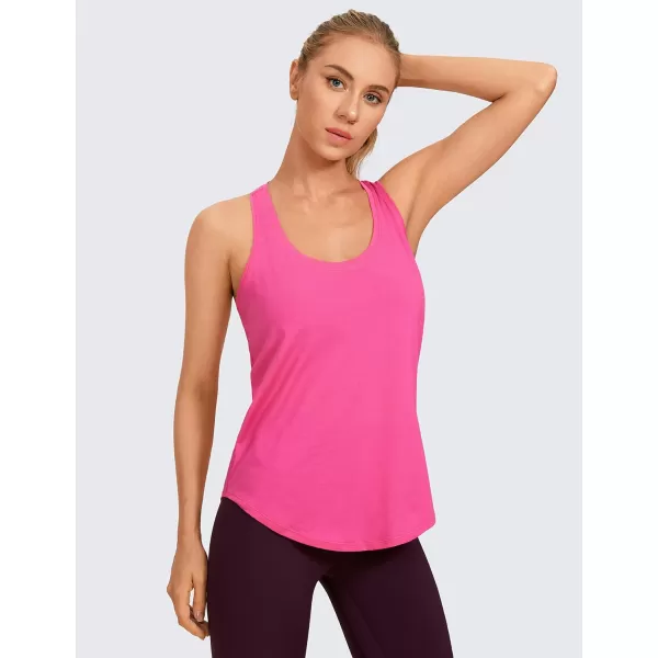 CRZ YOGA Womens Racerback Workout Tank Tops Loose Fit  Soft Pima Cotton Athletic Yoga Shirts LightweightSonic Pink