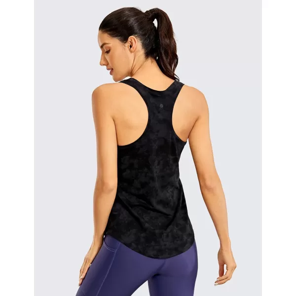 CRZ YOGA Womens Racerback Workout Tank Tops Loose Fit  Soft Pima Cotton Athletic Yoga Shirts LightweightTie Dye Smoke Ink