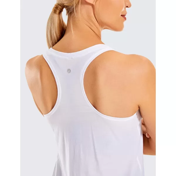 CRZ YOGA Womens Racerback Workout Tank Tops Loose Fit  Soft Pima Cotton Athletic Yoga Shirts LightweightWhite