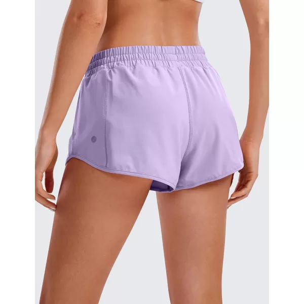 CRZ YOGA Womens Running Shorts Low Waisted 25  Mesh Liner Quick Dry Track Gym Athletic Workout Shorts with Zip PocketLilac