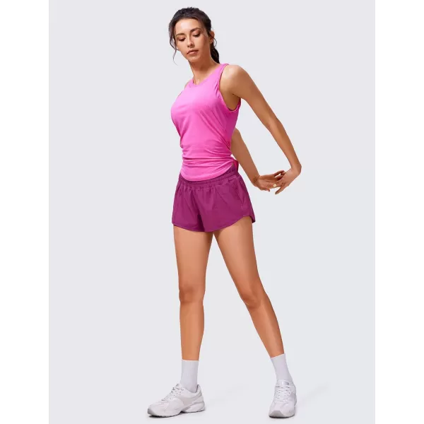 CRZ YOGA Womens Running Shorts Low Waisted 25  Mesh Liner Quick Dry Track Gym Athletic Workout Shorts with Zip PocketMagenta Purple