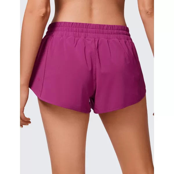 CRZ YOGA Womens Running Shorts Low Waisted 25  Mesh Liner Quick Dry Track Gym Athletic Workout Shorts with Zip PocketMagenta Purple